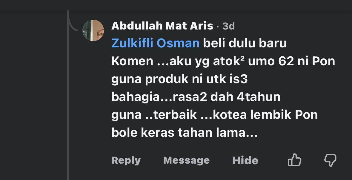 Feedback pelanggan Jamu Pak Long Man Pek Merah